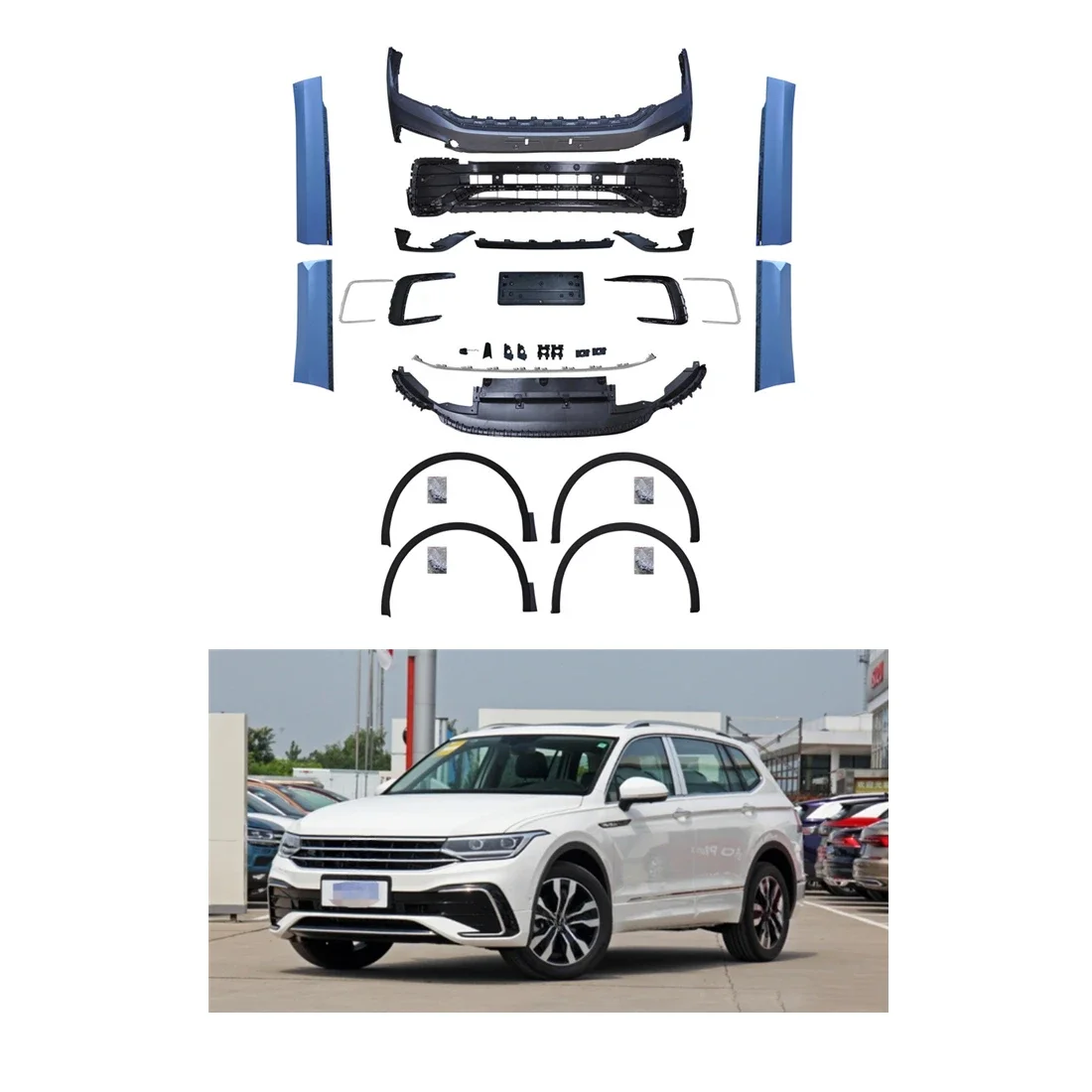 Tiguan Accessories R line Front Bumper For Volkswagen Tiguan 2021 2022 2023  Upgrade VW Tiguan R-line Body Kit