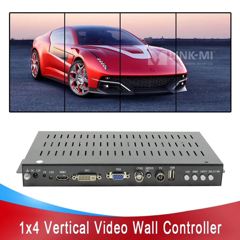 LINK-MI 수직 비디오 벽 컨트롤러 2/3/4 디스플레이 초상화 1x4 1x3 1x2 2x2 회전 90 도 HDMI/DVI/VGA/CVBS/TV/USB