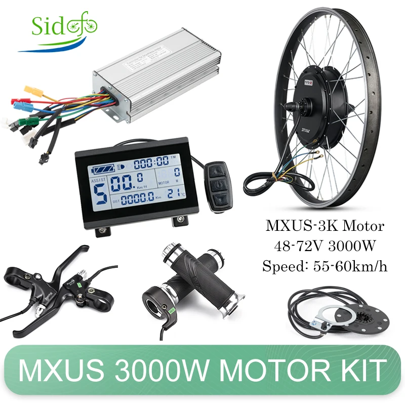 

Mxus Electric Mortor Wheel 48-72V 3000W Ebike Conversion Kit Electric Bicycle Rear Hub Motor Controller LCD3 Display Ebike Kit