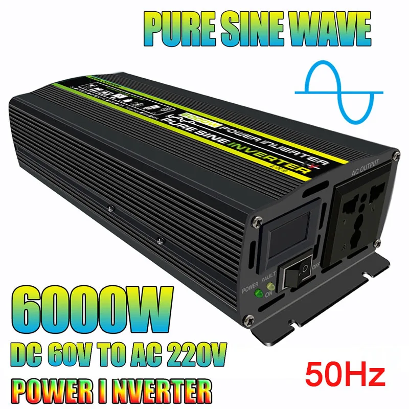

3000/4000/6000/8000/W Pure Sine Wave Inverter DC 60V To AC 220V Voltage Transformer Converter Solar Inverter for RV Car Camping