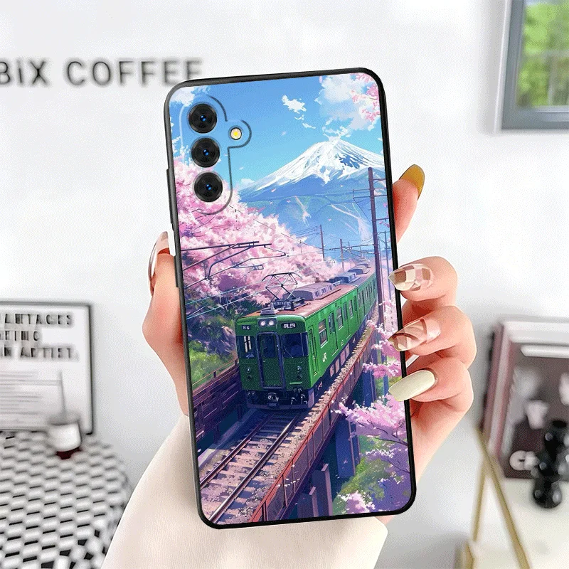 Retro Japanese Sakura Train Soft Phone Case