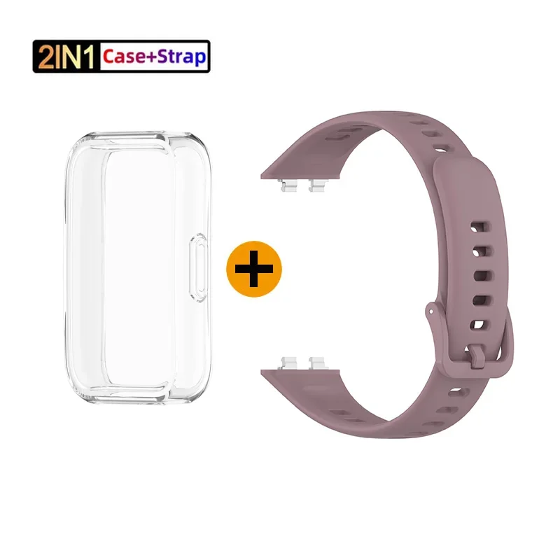 Silicone Sport Bracelet with Full Screen Protector and Strap Case Cover for Smart Band Accessories
