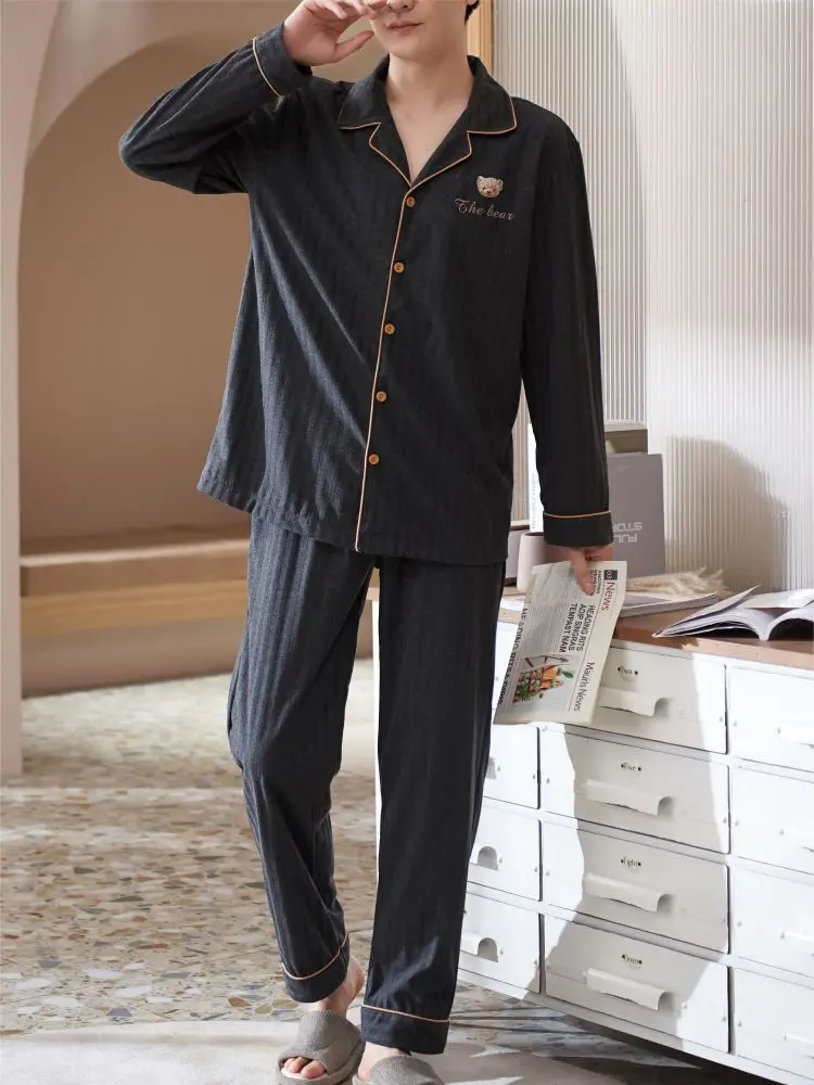 Pajama Couple Man and Woman Cotton Pajamas Men's Silk Pajamas Warm Sleeping Sleepwear Big Size Home Clothes for Men Boy Pyjama