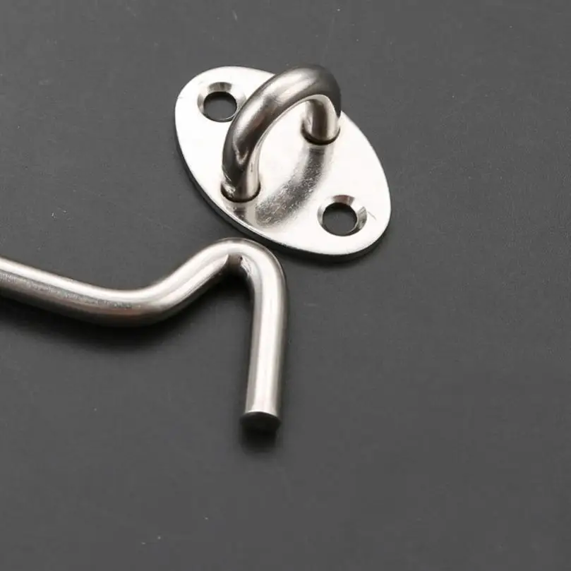 2pcs 4 Inch Thickened Stainless Steel Silver Door Latches for Window / Sliding Door / Cabinet, Hook and Eye Lock Windproof Hooks