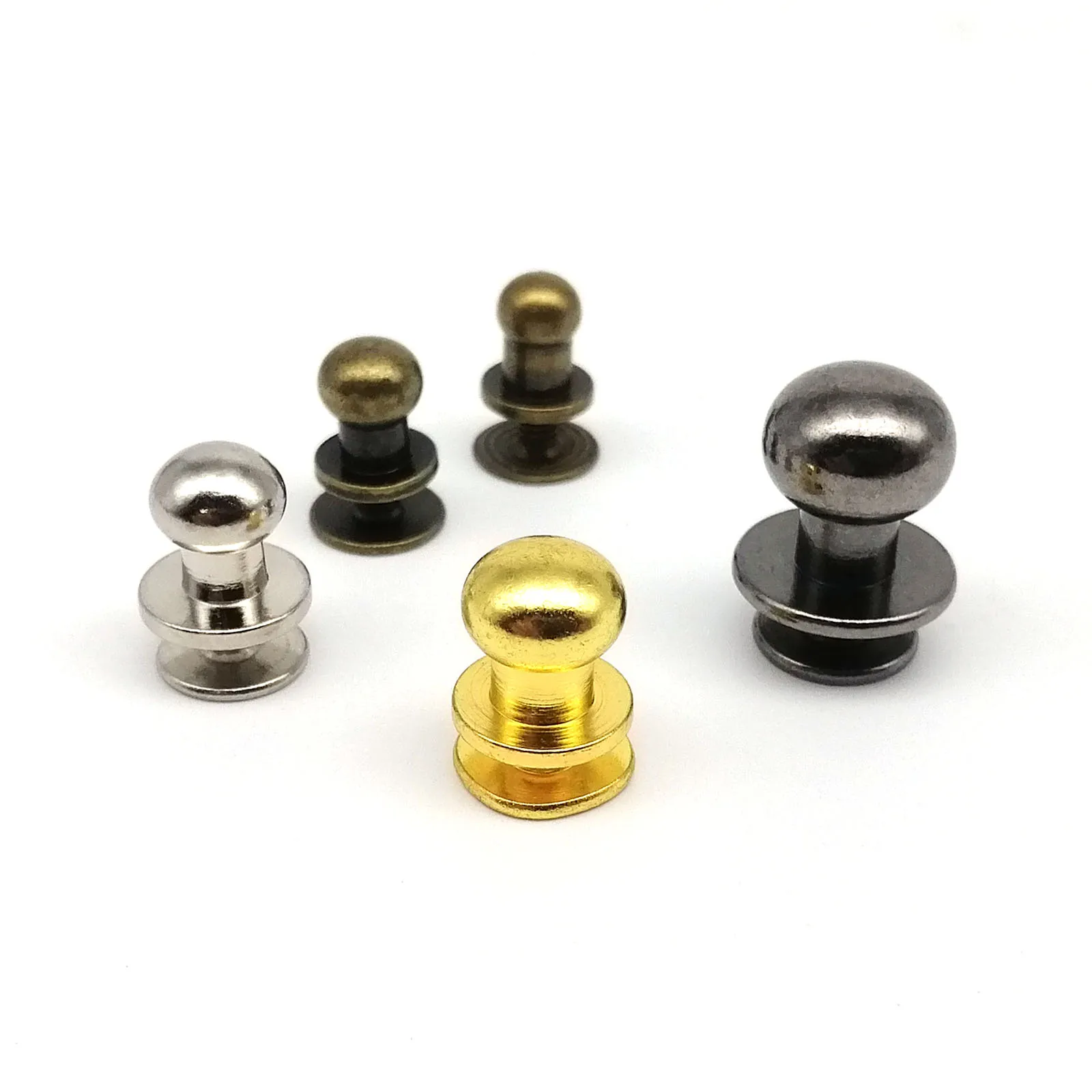 10pcs Solid Brass Copper Round Ball Head Leather Bag Purse Wallet Belt Strap Chicago Screw Back Post Nail Rivet Stud Drawer Knob leather hardware