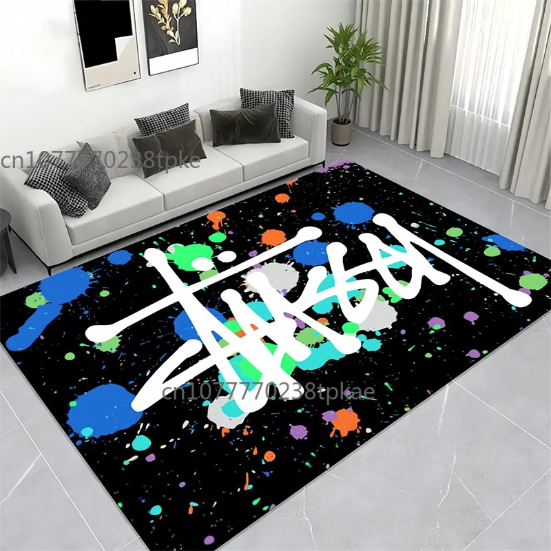3D Fashion Ss-Stussy Logo Stampato Grande Tappeto, Retro Creativo Soggiorno Camera Da Letto Divano Area Tappeto, Decorazioni Per La Casa, Tappetino