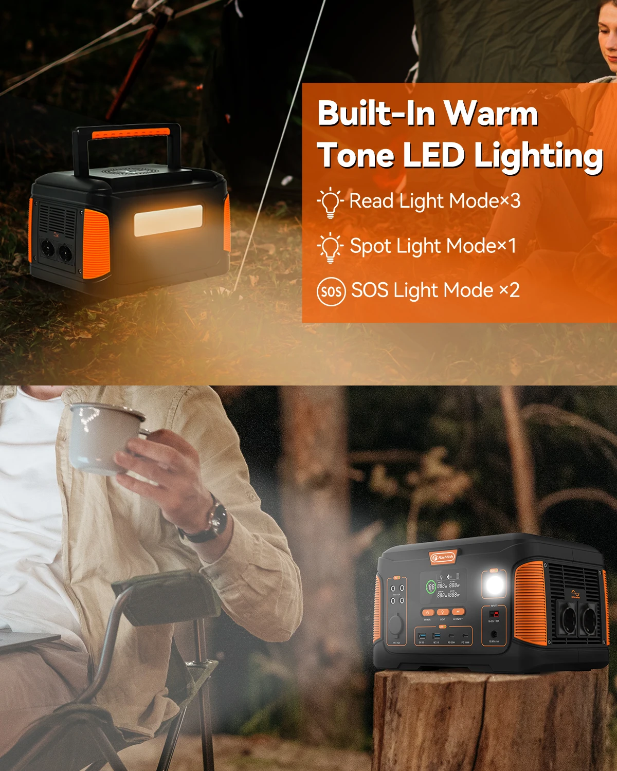 FF Flashfish J1000 PLUS 1000W Portable Power Station 932Wh Solar Generator Battery Supply 125W DC 60W PD for Outdoor Camping 5