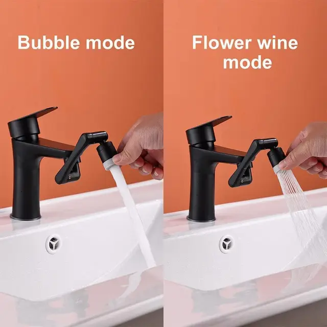 ตัวขยายก๊อกน้ําสแตนเลส 1080 ° หมุนโลหะหัวฉีดน้ําก๊อกน้ํา Sprayer Universal ห้องน้ํา Tap Mixer Aerator 2 โหมด 4