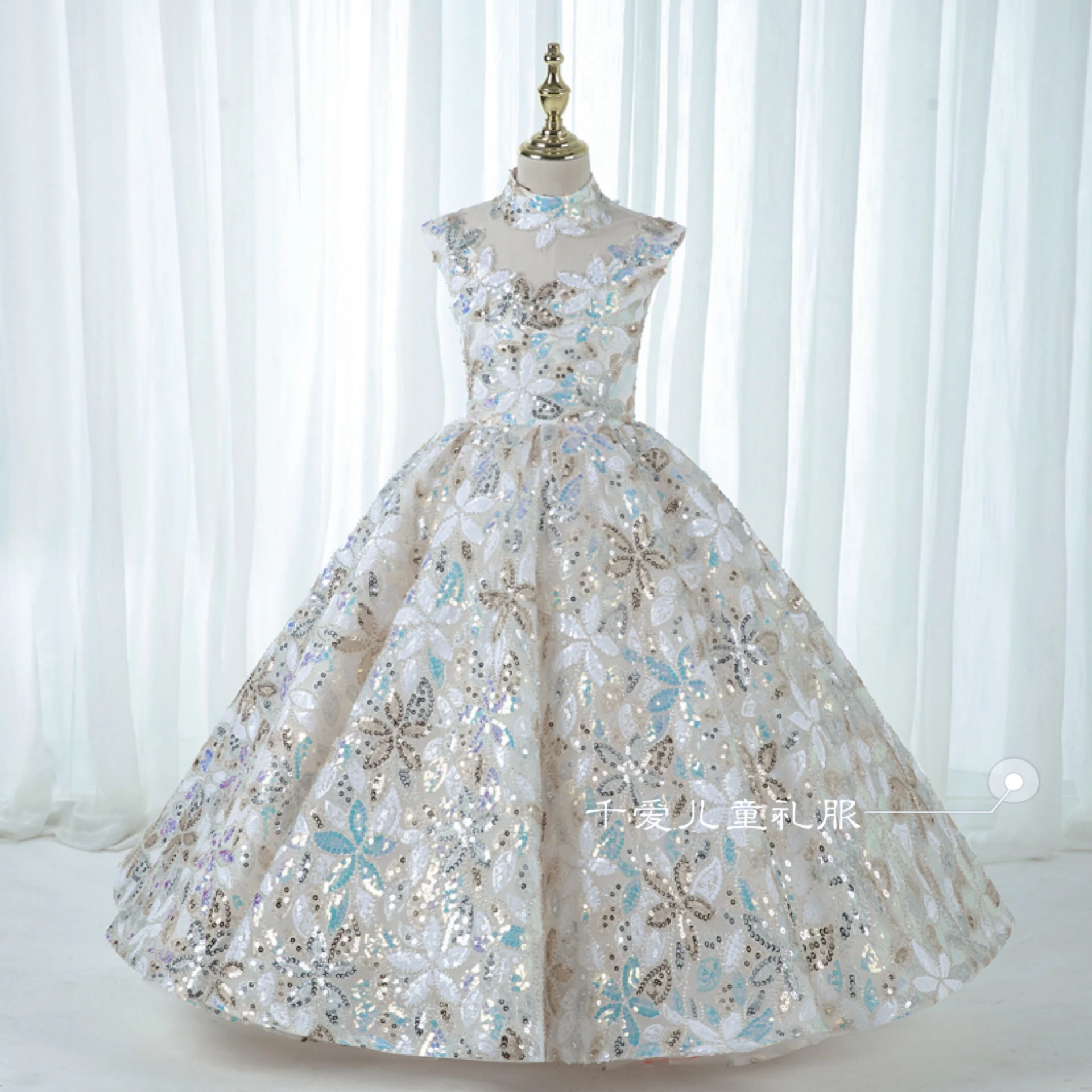 Luxury Birthday Party Dress for Little Girls with Embroidered and Sequin  Long Evening Gowns Formal Pageant Wedding Maxi Dresses - AliExpress 1501