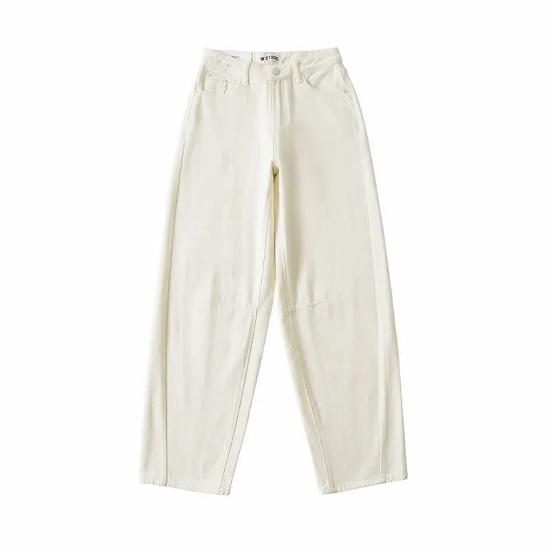 Fall 2024 Women's Versatile American Retro Mid-Waist Waed Arc Blade Jeans High Waist Long Pants Faionable Casual Trousers