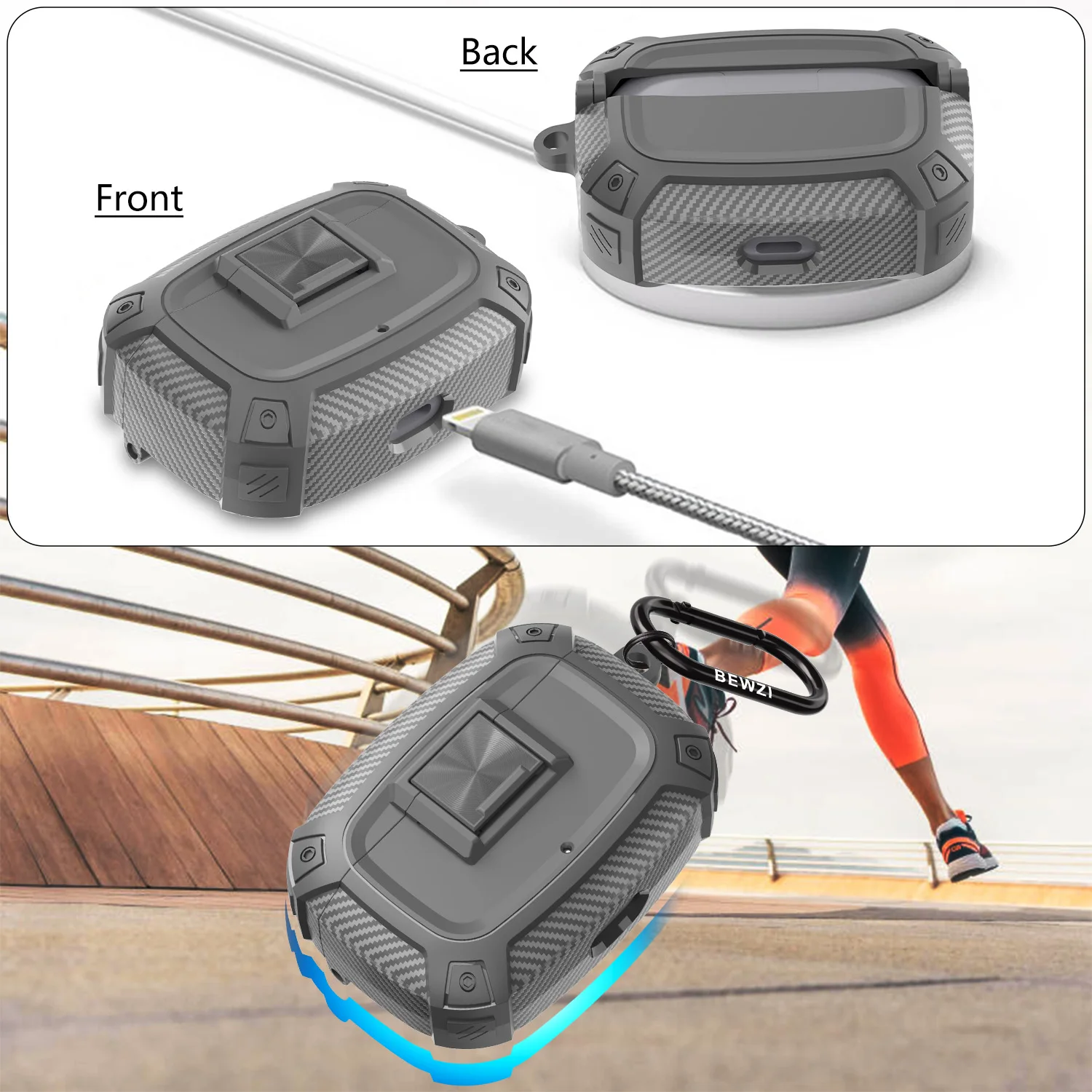Carbon Fiber Pushbutton Protective Earbud Case Cover