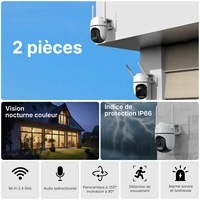 WONSDAR 2 pièces caméra PTZ caméra IP extérieure Surveillance vidéo WiFi caméra Protection de sécurité à domicile détection de mouvement alarme iCsee 2
