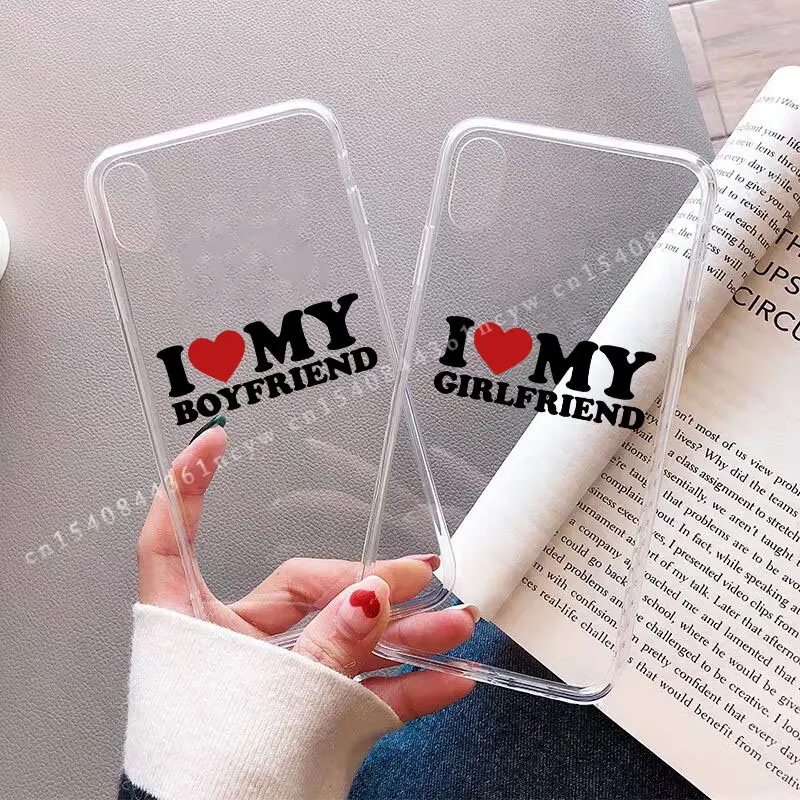 Charming I Love My Girlfriend Transparent Phone Case - Cute & Funny Couple Design