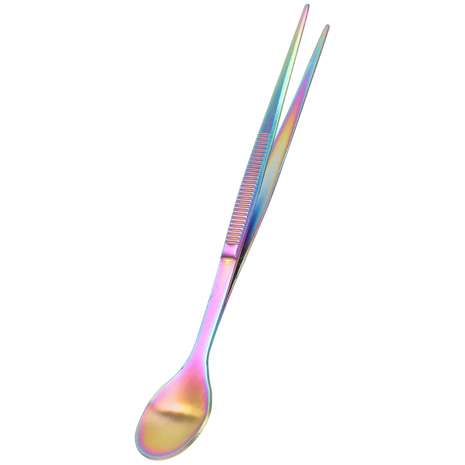 Silicone Spoon Stainless Steel Flavor Test Spoon Tasting Spoons Tweezers Chef Tong Chopstick Kitchen One Body