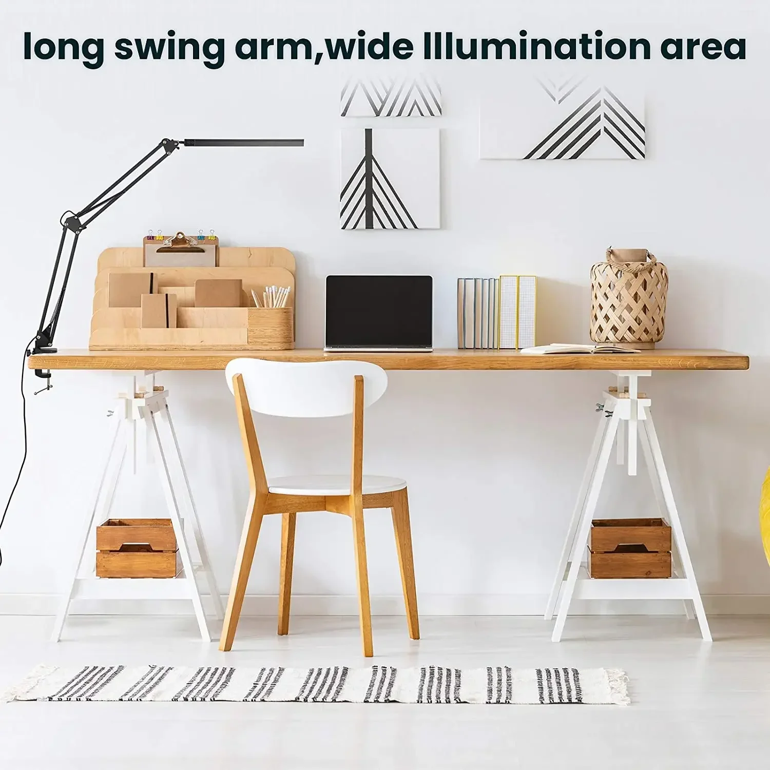 LED Desk Lamp With Clip, Desk Lamp With Eye Care, Office Light With Adjustable Brightness  3 Lighting Modes, 10 Brightness 5