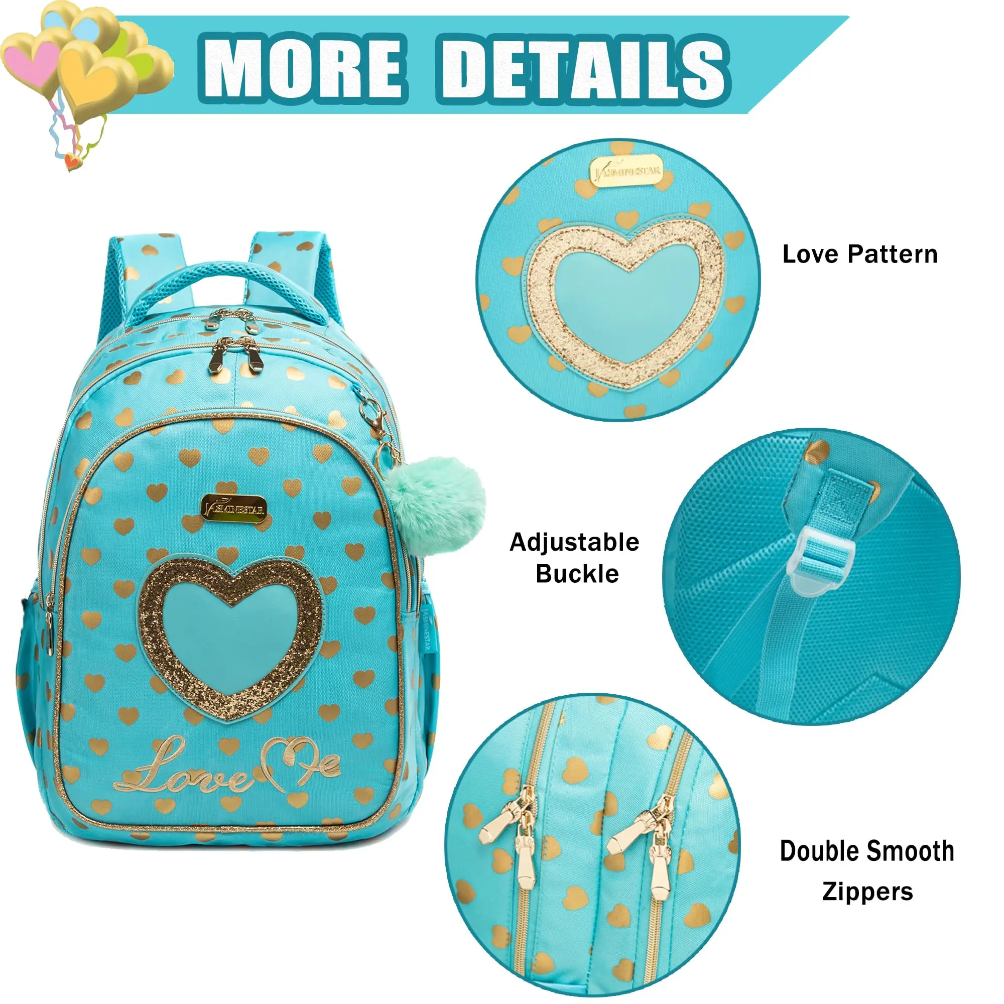 School Backpacks for Girls Backpack with Lunch Bag Pencil Case Elementary Primary Backpack for Teen Girls 3