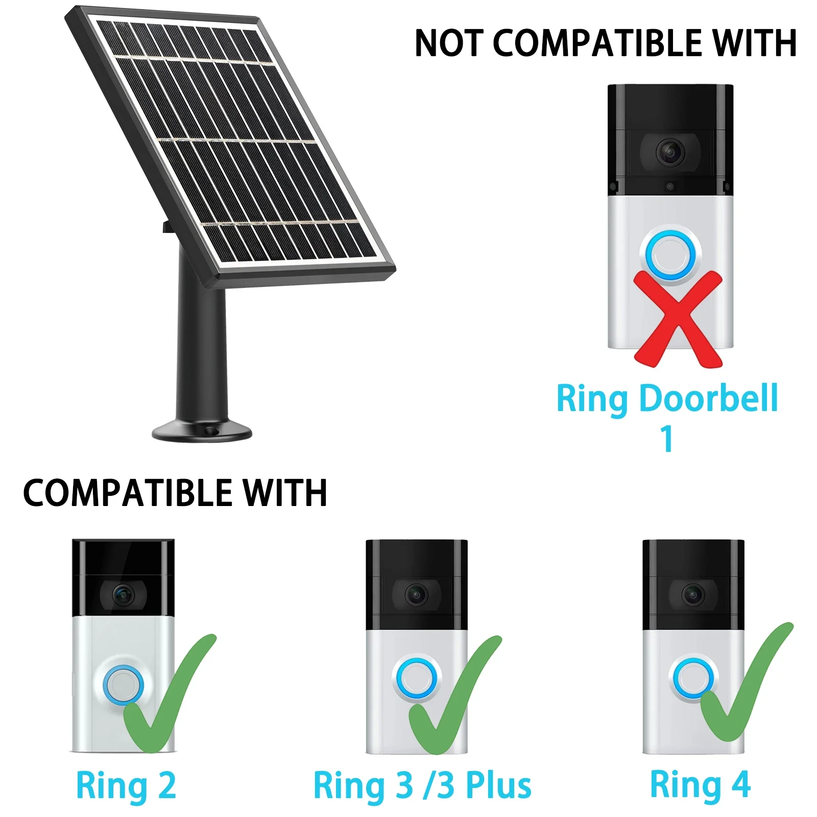 Ring Doorbell Wireless QIBOX Solar Charger Compatible With All-New