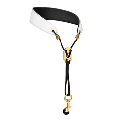 Premium Leather Saxophone Neck Strap with Enhanced Protection (White)
