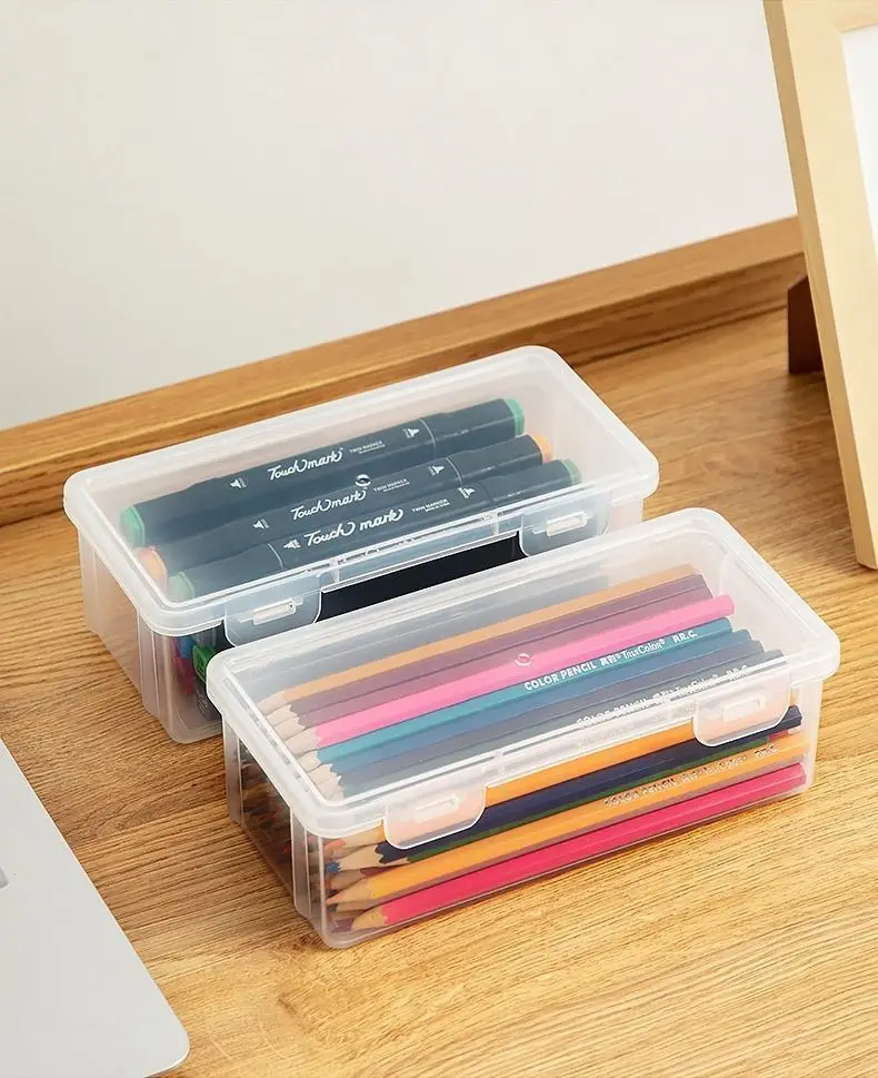 Transparent Pencil Organizer Box Large Capacity Desk Storage for Art Supplies Brushes Pens Markers Simple Tool Case 1/2/4Pack desktop storage box stationery organizer stationery storage box
