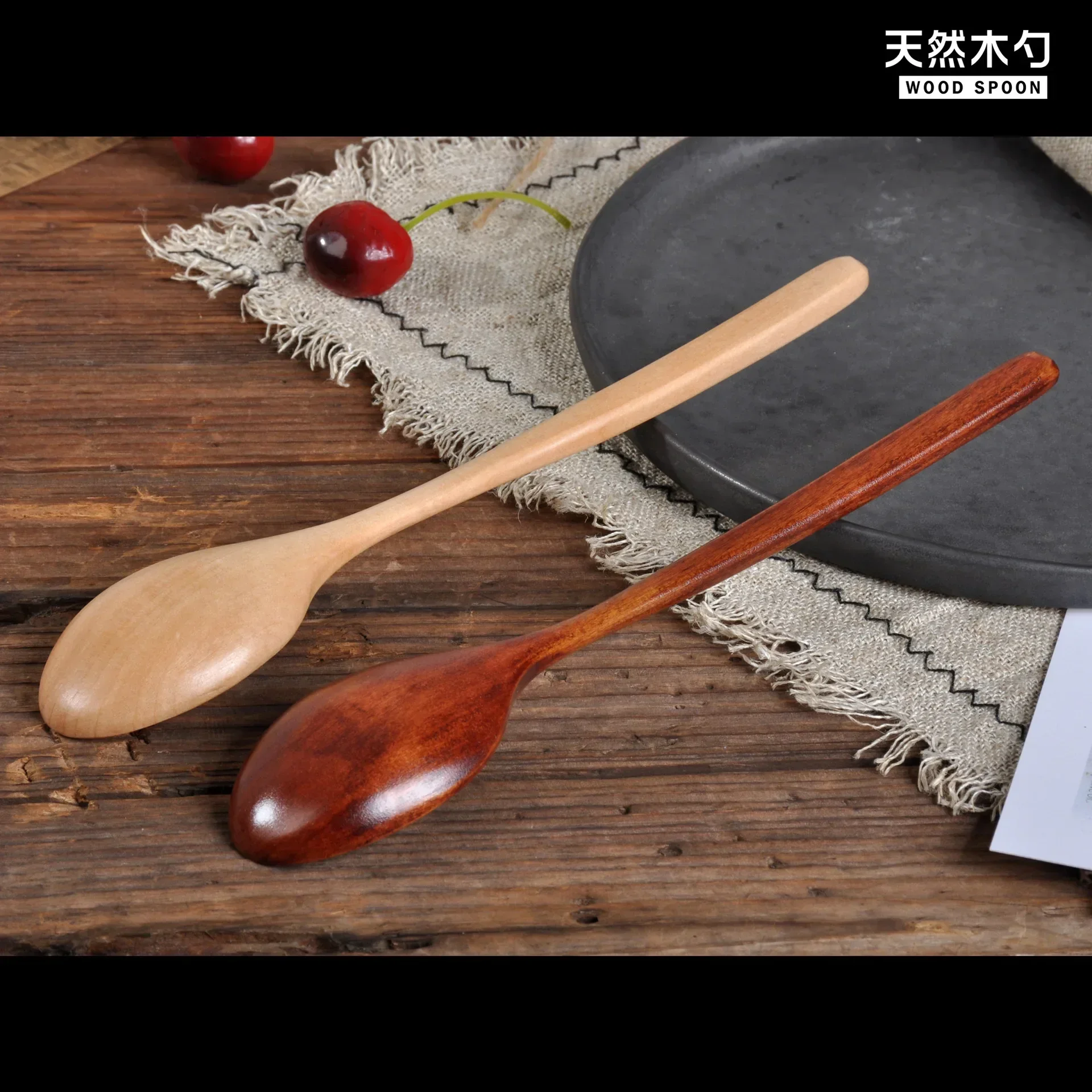 Wooden Spoon 1PCS Korean Wooden Soup Long Handle Tea Dessert Coffee Mixing Cooking Spoon
