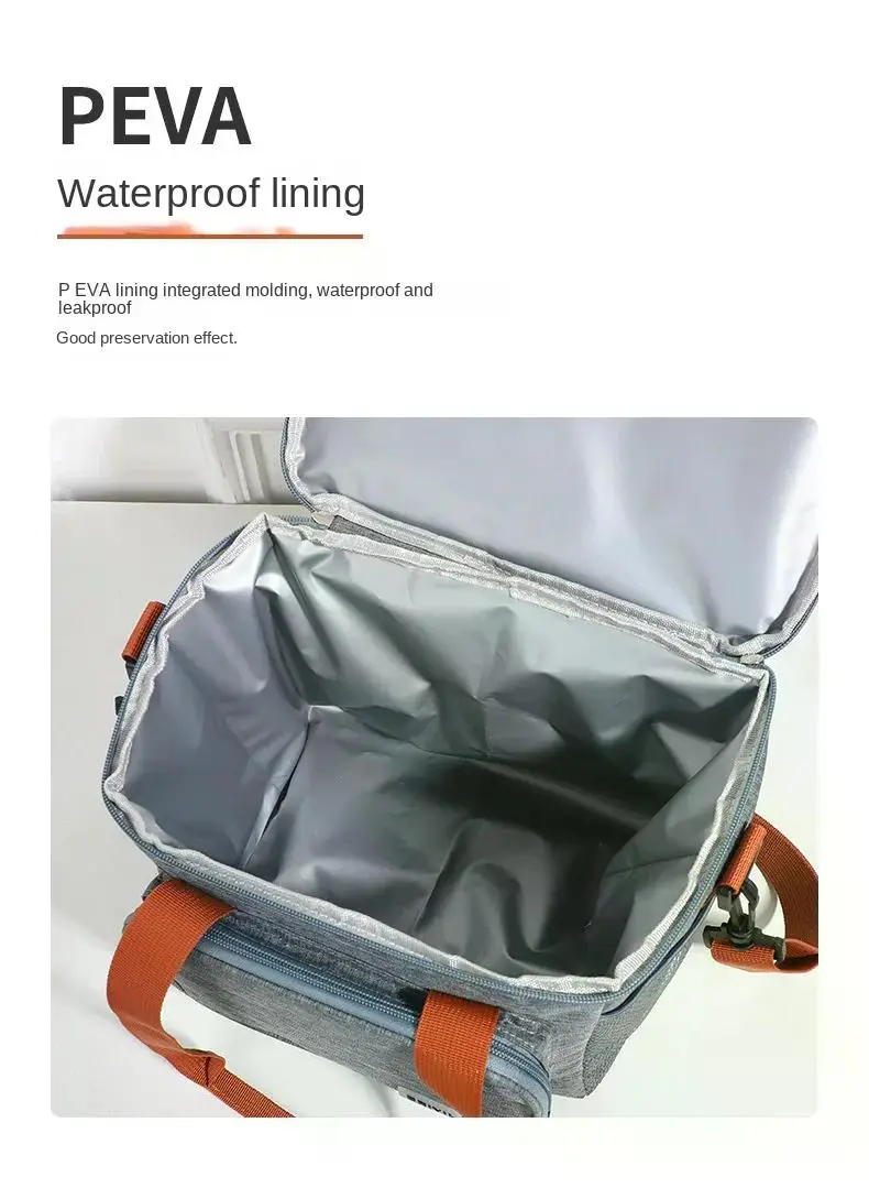Große Isolierte Lunch-Tasche, Tragbare Outdoor-Kühltasche, Wasserdichte und Langlebige Büro- und Picknicktasche – Detail 15