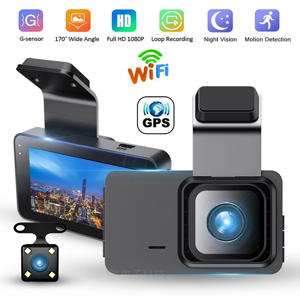 Dash Cam WIFI GPS Car DVR With G-Sensor 1080P HD Drive Video Recorder Rear  View Dual Lens Dash Camera Night Vision Black Box - AliExpress