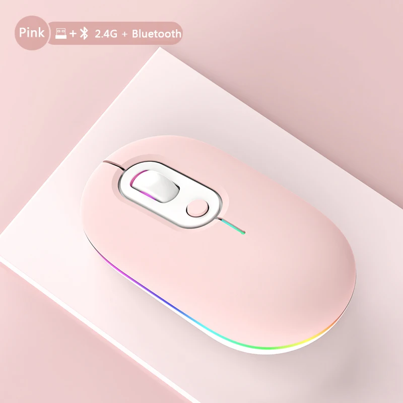 Rechargeable RGB Bluetooth Ergonomic Wireless Mouse with LED Backlit and Silent Clicks