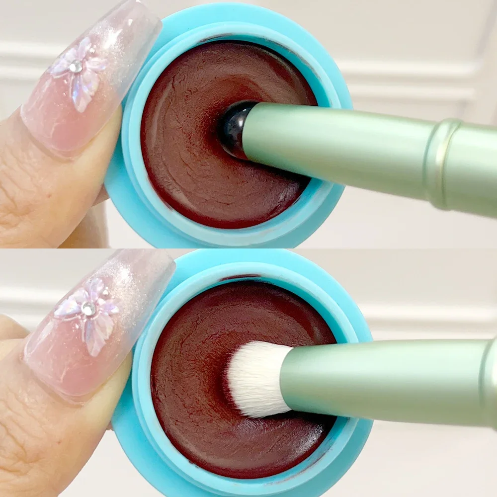 Double Head Silicone Lip Brush Cover Angled Concealer Brush Professional Fingertips Soft Lipstick Round Head Makeup Brushes Tool 4
