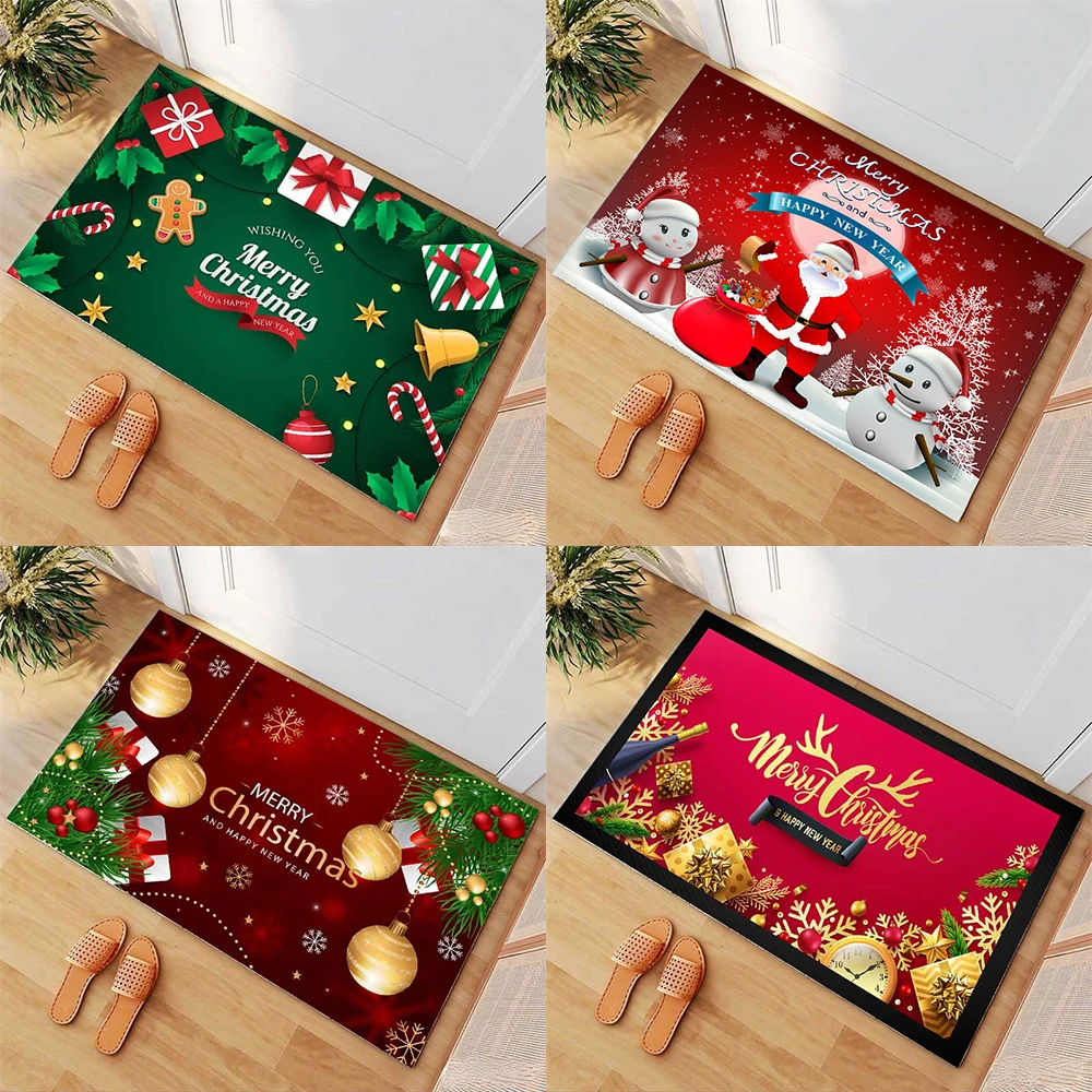 

Christmas Kitchen Mat Home Entrance Door Living Room Bedroom Decorative Floor Carpet Hallway Bathroom Anti-Slip