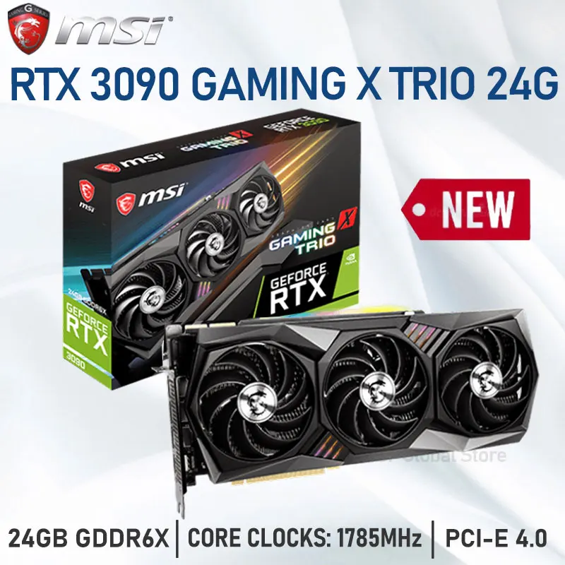 

MSI GeForce RTX 3090 GAMING X TRIO 24G Graphics 19500MHz GDDR6X HDCP RTX 3090 Mining Card GDDR6X Triple Fans RTX 3090 Graphics