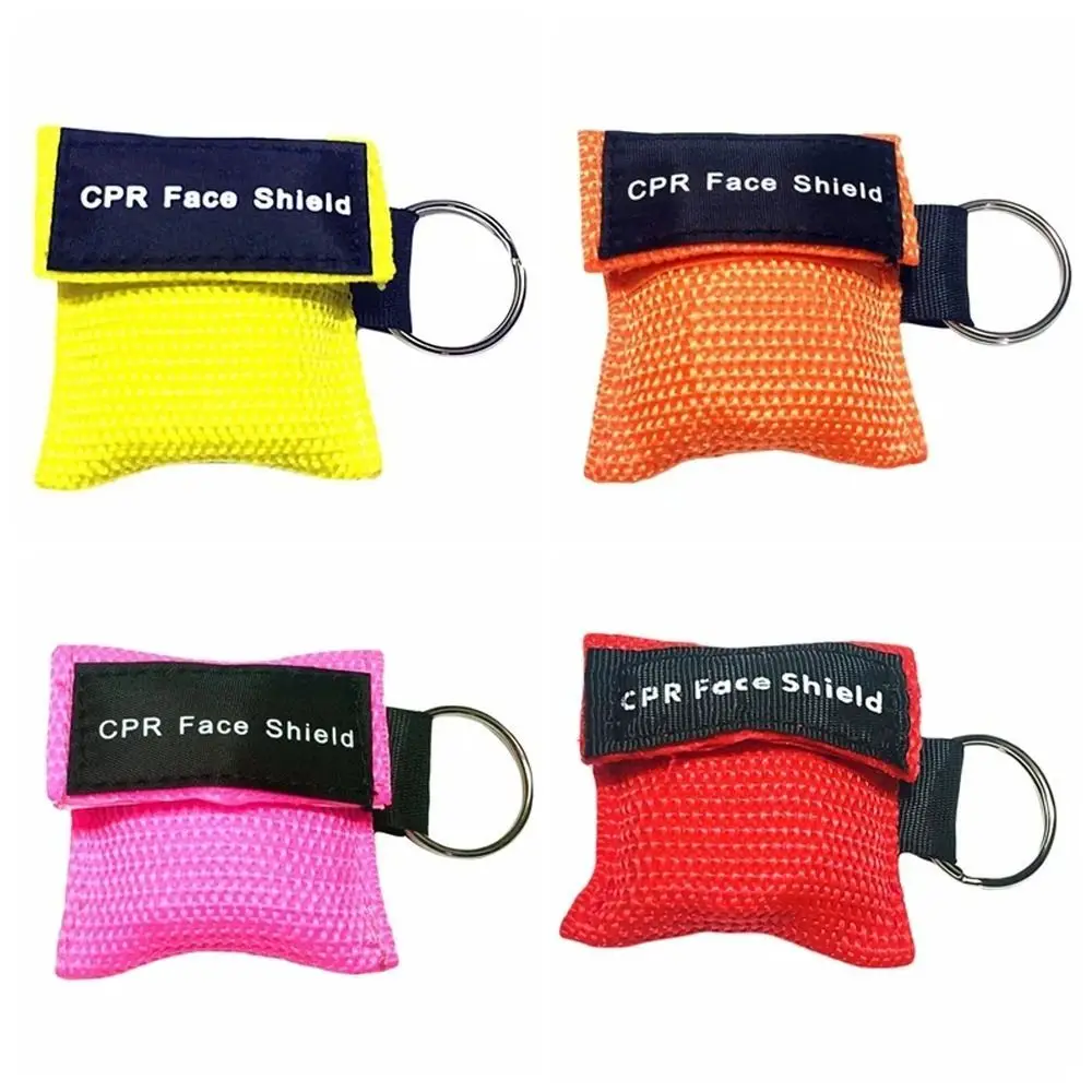 Disposable CPR Mask One-way Valve Professional Emergency Face Shield Mouth Breath Keychain Ring Resuscitator Mask Outdoor Rescue