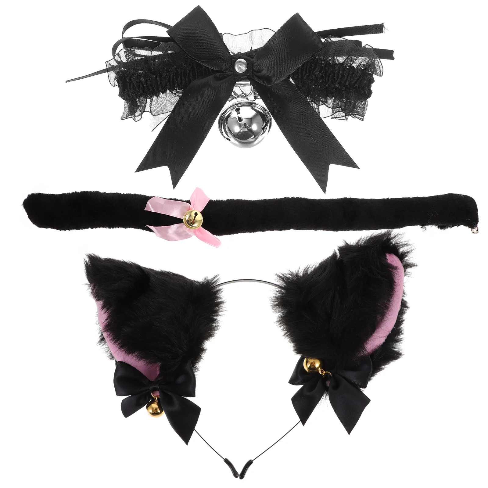 

Party Headband Accessories Animal Decor Cat Tail Costume Ears Cosplay Outfit for Dress up Metal Faux Wool
