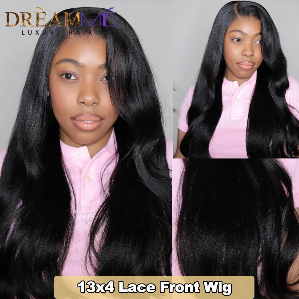 Light Yaki Human Hair Wigs Full Lace Wig Yaki Straight 360 Lace Frontal Wig Natural Black 13x4 Front For Women