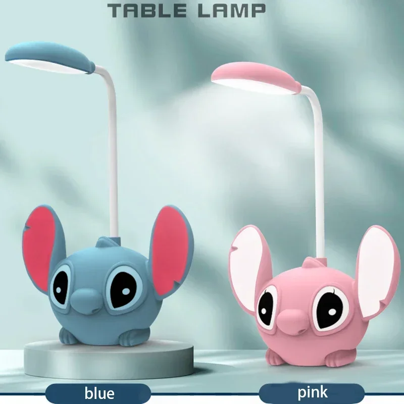 

Настольная лампа с диснеевским стичем, перезаряжаемая, гибкая, складная, теплая, ночник, кавайный мультяшный, студенческие канцелярские товары, подарок на день рождения для детей