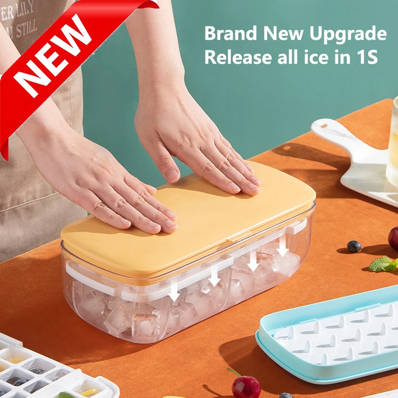 2022 Ice Maker Box Ice Cube Tray With Storage Box Quick Demould Ice Cube Moulds Lazy Ice Maker