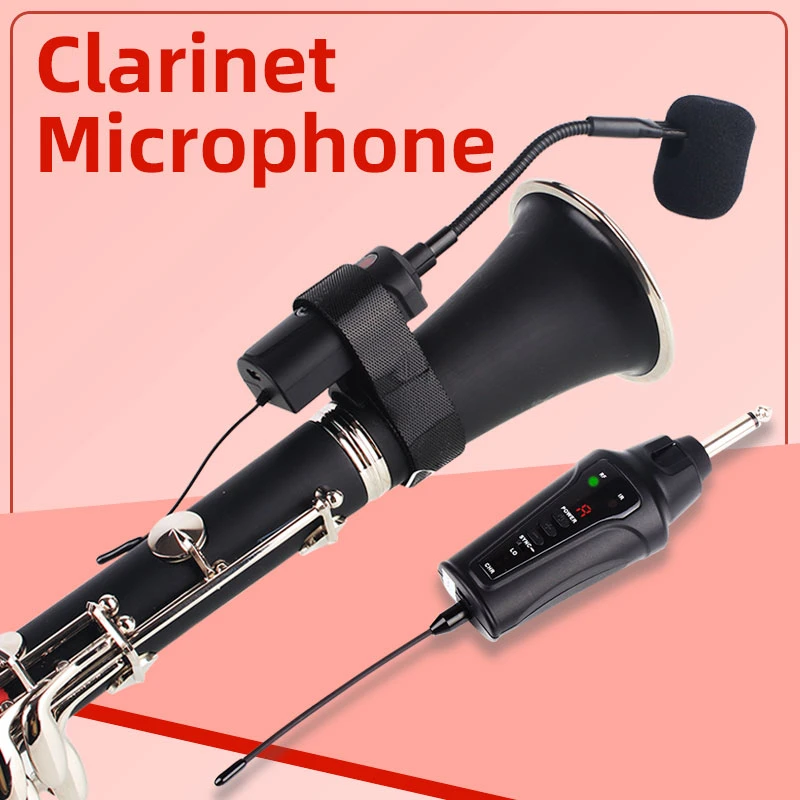 FT-5 Clarinet Microphone UHF Wireless Gooseneck Mic Instrument Pick Up Receiver and Transmitter System for Clarinet karaoke microphone