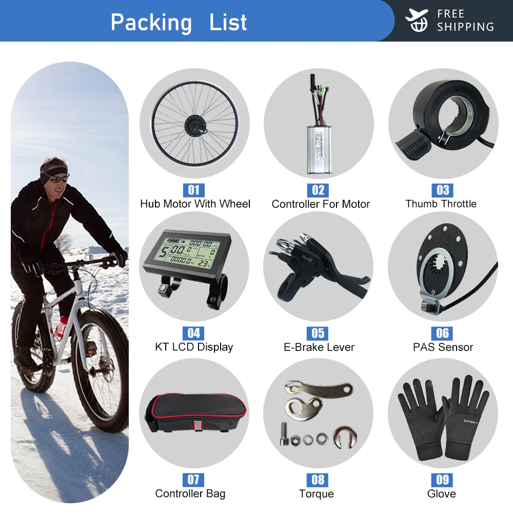 Ebike Conversion Kit 36/48V 250W Rear Wheel Brushless Gear Hub