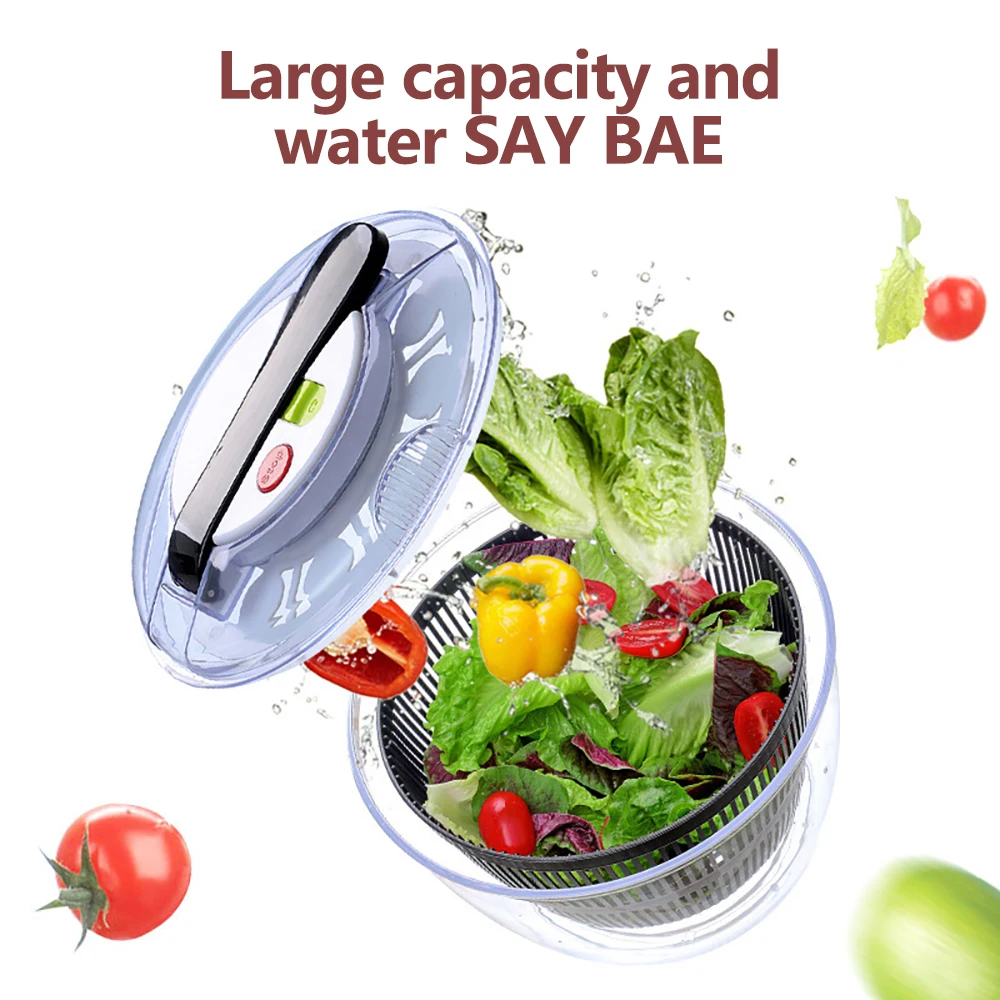 Press Type Salad Spinner with Bowl Vegetable Washer Dryer Dishwasher Safe  Lettuce Cleaner and Dryer Handheld Vegetable Washer - AliExpress