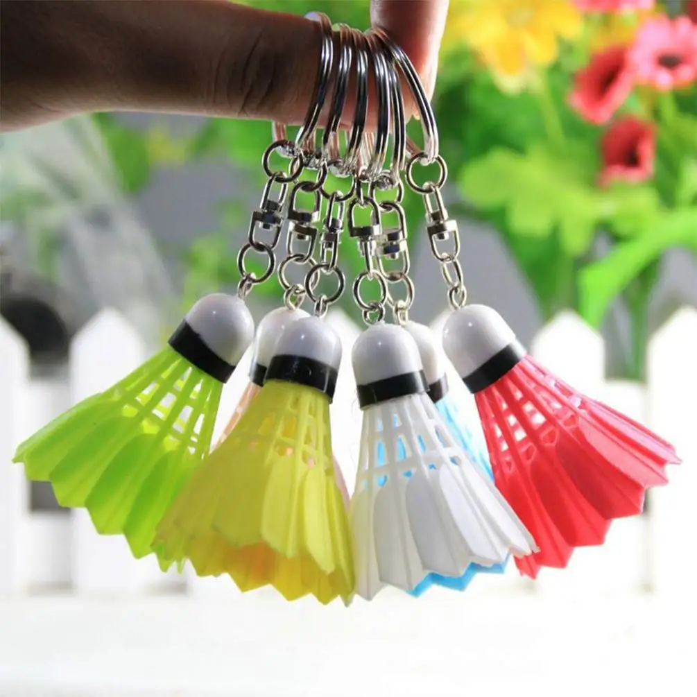

20Pcs Mini Badminton Keychain 6 Color Hanging Bag Charms Badminton Decor Backpack Key Ring