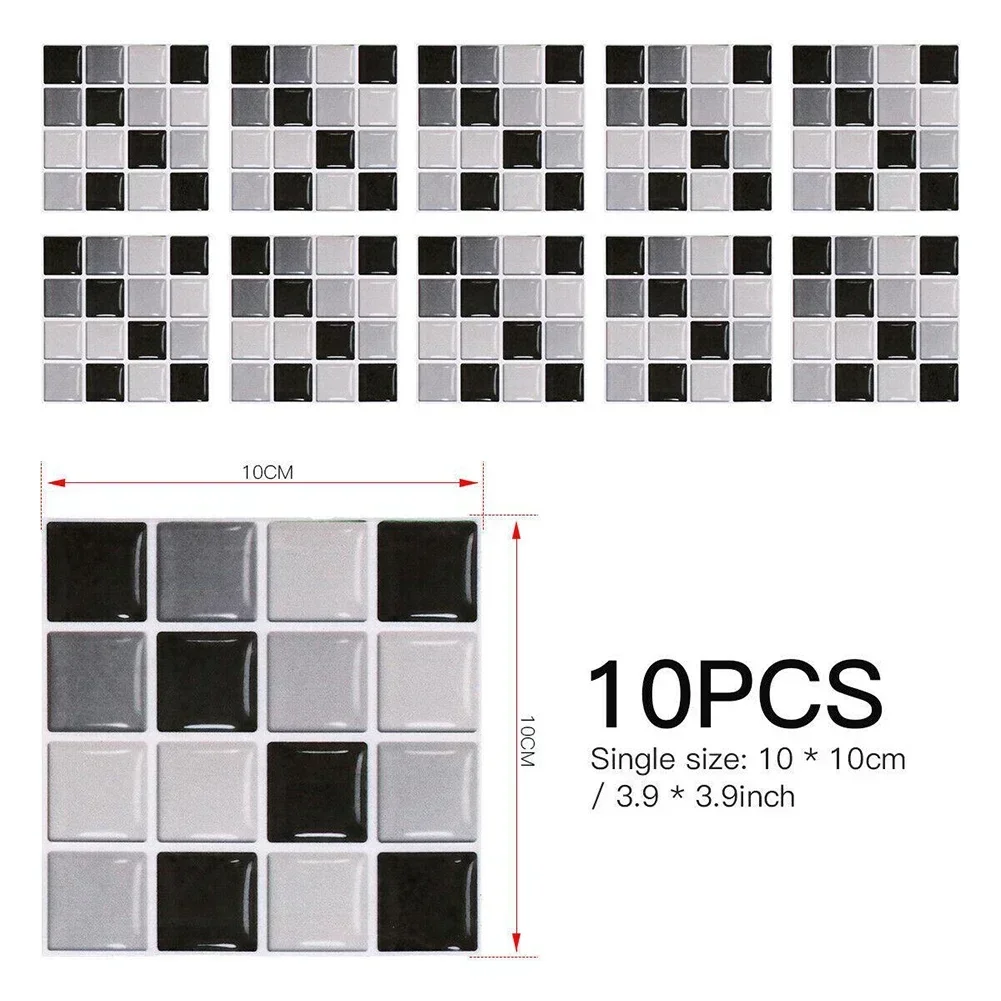 10Pcs 3D Baseboard Sticker Moroccan Mosaic Tile Style Wall Border Sticker DIY Kitchen Bathroom Decoration Waistline Wall