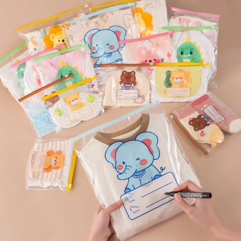 Kindergarten storage bag, children's replacement clothes, sub-packing bag, cartoon transparent zipper bag, thickened dust bag 2