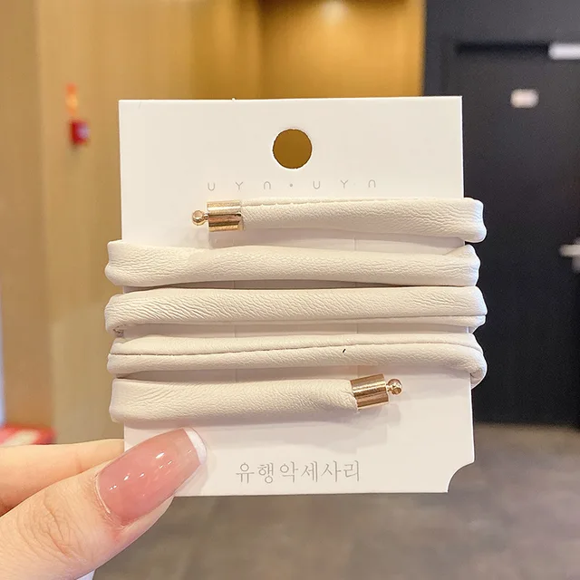 New Women Long Leather Ponytail Hold Hair Tie ободок для волос Headband Hair bands For Girls Hair Accessories gumki do wlosow 1