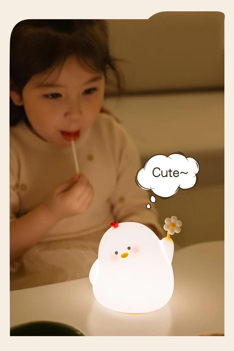 Kawaii Daisy Chicken Soft Silicone Night Lamp - Limited Edition