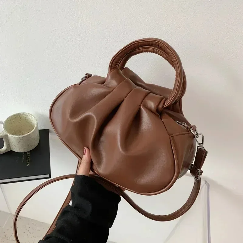 New High Quality Women's Bags Vintage Leather Cloud Pleated Bag Elegant Underarm Bag Luxury Design Crossbody Bag Handbag