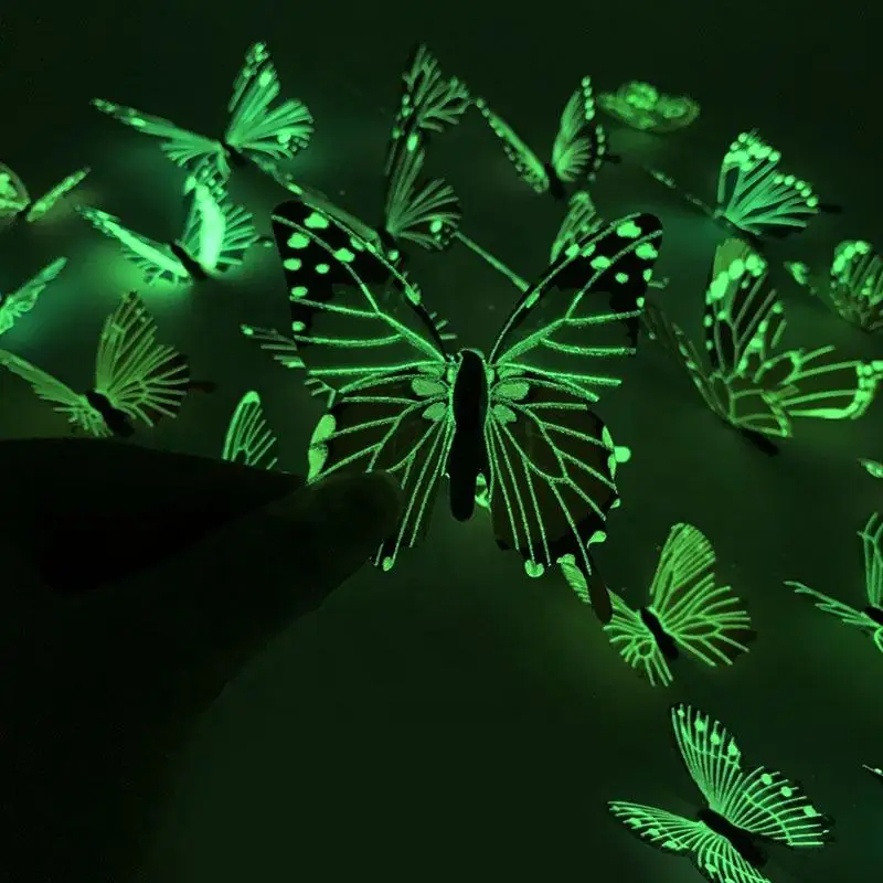 Luminous Wall Stickers 3D Wall Stickers 12/36pcs Luminous Butterfly 3D Wall Sticker Bedroom Living Room Window Ceiling Decor Wall Decals Home DIY Glow In Dark Wallpaper