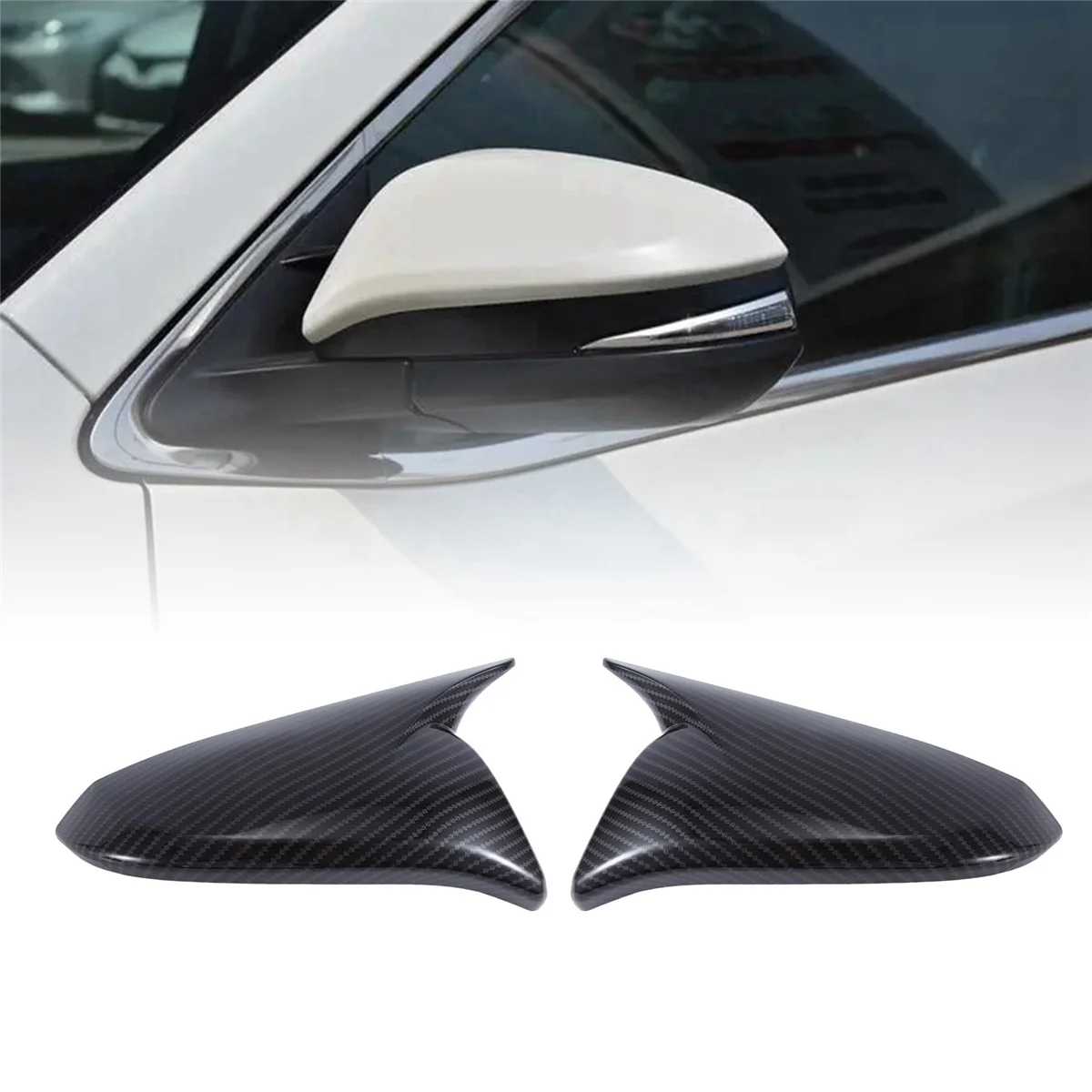 

1Pair Car Rearview Mirror Cover for Toyota Highlander RAV4 HARRIER 2013-2022 Ox Horn Side Mirror Shell Reverse Caps Trim