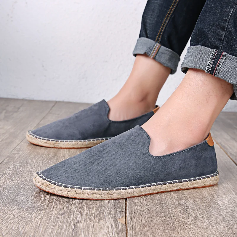 Retro Espadrilles Shoes Women Patchwork Slip on Men Loafers Breathable Flat Casual Canvas Shoes Jute Wrapped Shoes Driving 3