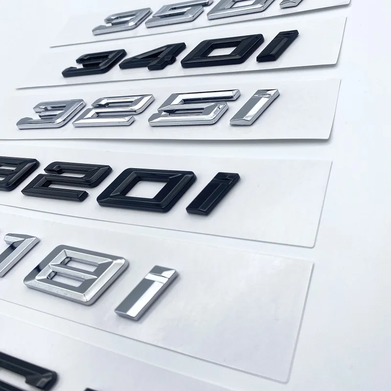 새로운 글꼴 숫자 문자 316i 318i 320i 323i 325i 328i 330i 335i 340i 350i GT ABS 엠블럼, BMW 3 시리즈 E90 E46 F30 자동차 트렁크 로고 스티커