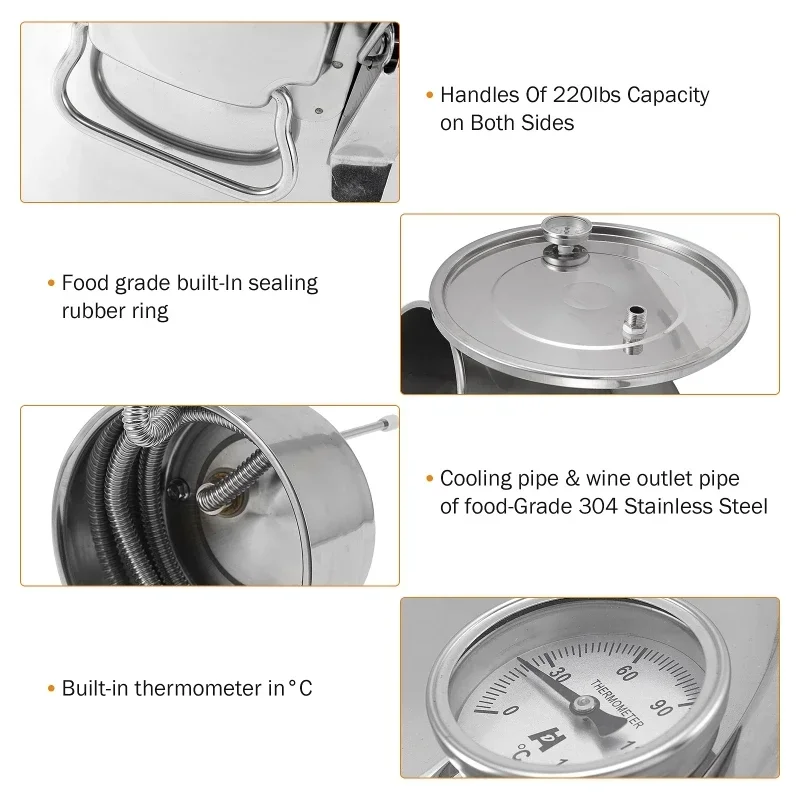 22L Alcohol Brewing Distiller DIY Moonshine Apparatus Still Whisky Beer Brandy Home Brew Water Wine Essential Oil Brewing Kit