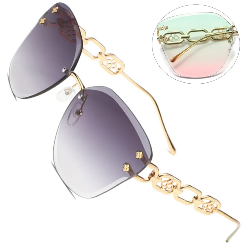 Óculos de sol sem aro retrô masculino e feminino, óculos de motorista, guarda-sol gradiente, marca design, óculos clássicos, vintage, UV400